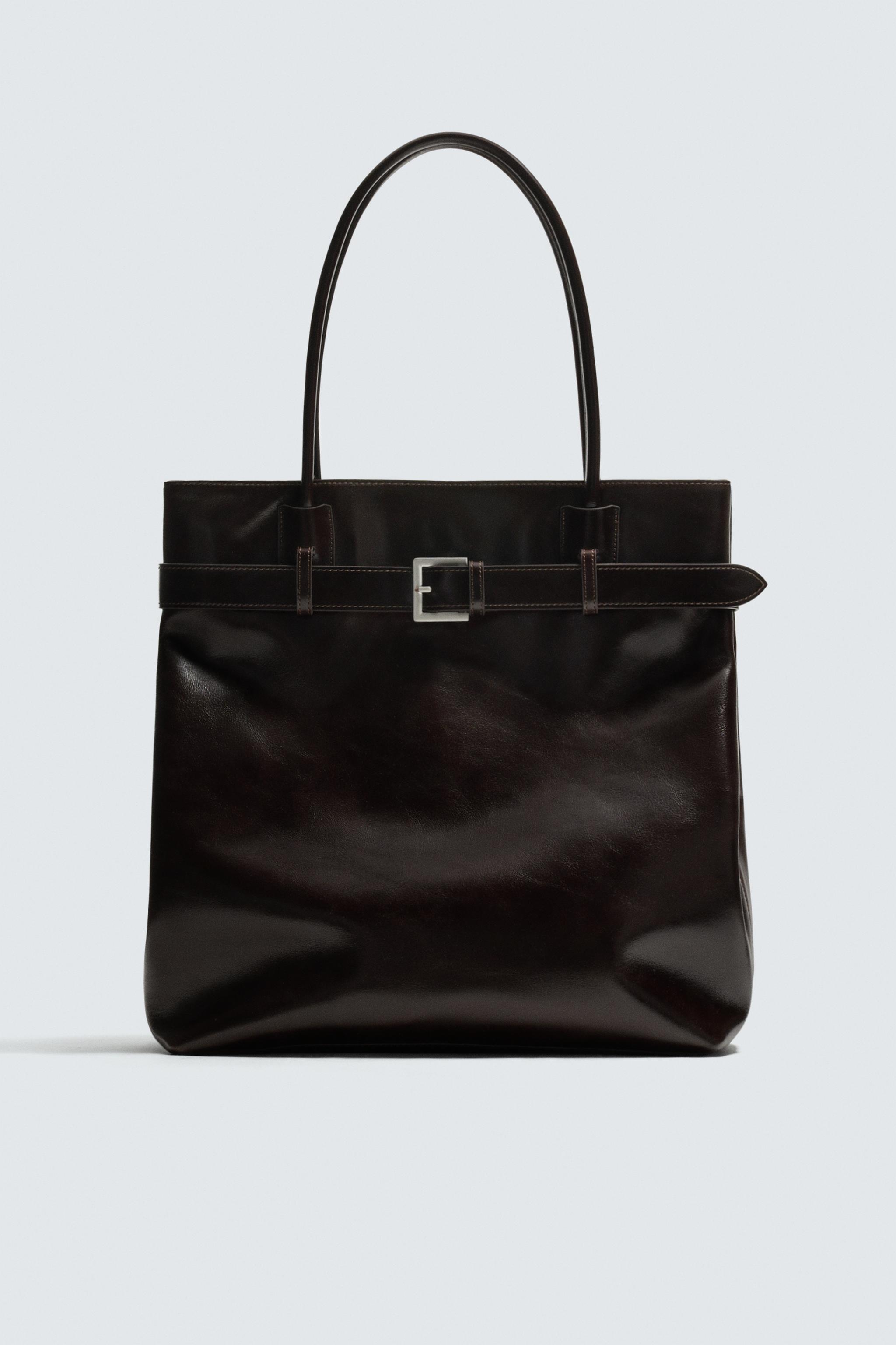 LEATHER SHOPPER WITH BELT DETAIL